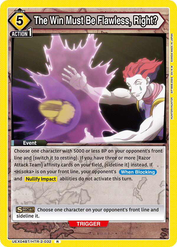 UEX04BT/HTR-2-032 The Win Must Be Flawless, Right?