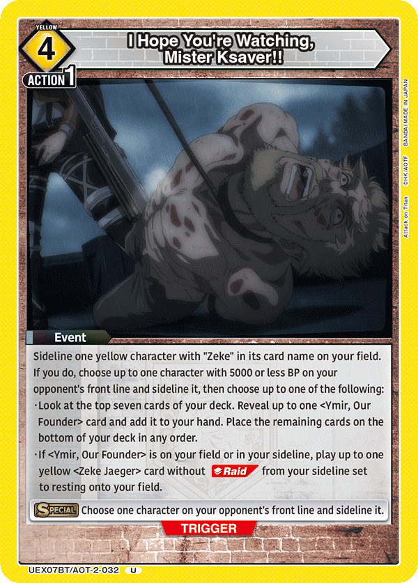 UEX07BT/AOT-2-032 I Hope You're Watching, Mister Ksaver!!